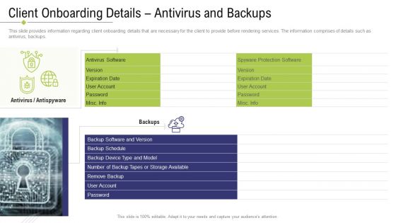 Technology Facility Maintenance And Provider Client Onboarding Details Antivirus And Backups Rules PDF