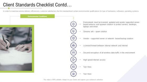 Technology Facility Maintenance And Provider Client Standards Checklist Contd Clipart PDF