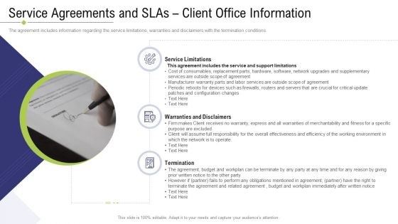 Technology Facility Maintenance And Provider Service Agreements And Slas Client Office Information Termination Themes PDF