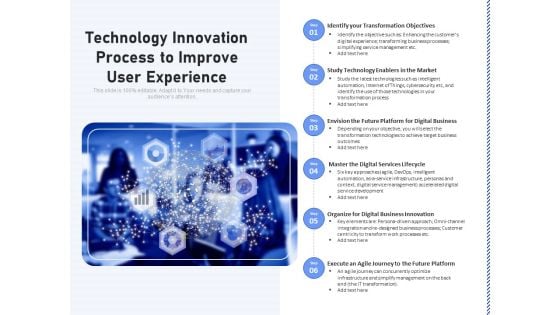 Technology Innovation Process To Improve User Experience Ppt PowerPoint Presentation Slides Elements PDF Technology Innovation Process To Improve User Experience Ppt PowerPoint Presentation Slides Elements PDF