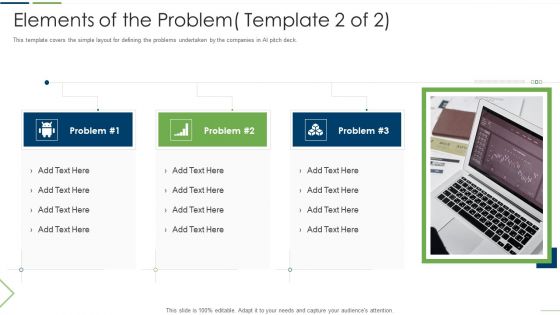 Technology Investor Financing Pitch Deck Elements Of The Problem Summary PDF