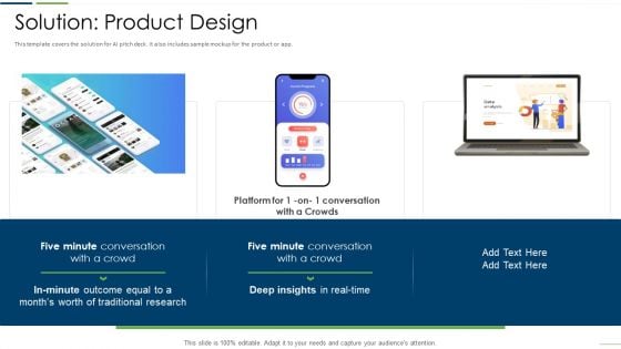 Technology Investor Financing Pitch Deck Solution Product Design Information PDF