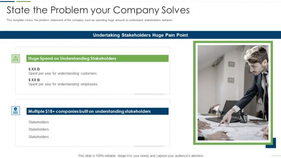 Technology Investor Financing Pitch Deck State The Problem Your Company Solves Demonstration PDF