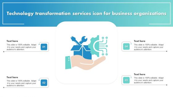 Technology Transformation Services Icon For Business Organizations Pictures PDF