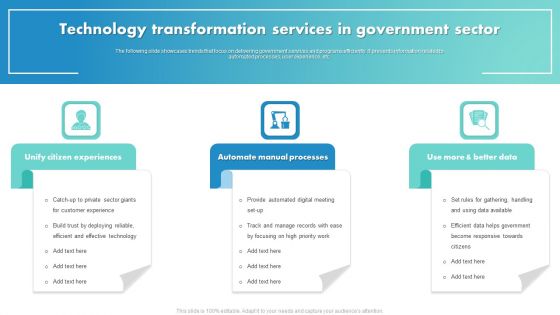 Technology Transformation Services In Government Sector Template PDF