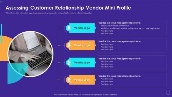 Technology Transformation Toolkit To Enhance Customer Service Assessing Customer Relationship Vendor Mini Profile Inspiration PDF Technology Transformation Toolkit To Enhance Customer Service Assessing Customer Relationship Vendor Mini Profile Inspiration PDF