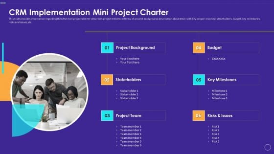 Technology Transformation Toolkit To Enhance Customer Service CRM Implementation Mini Project Charter Ideas PDF