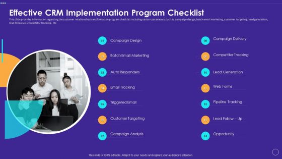 Technology Transformation Toolkit To Enhance Customer Service Effective CRM Implementation Program Checklist Download PDF