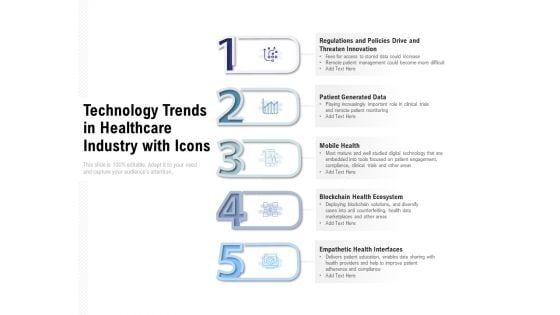 Technology Trends In Healthcare Industry With Icons Ppt PowerPoint Presentation Icon Graphic Images