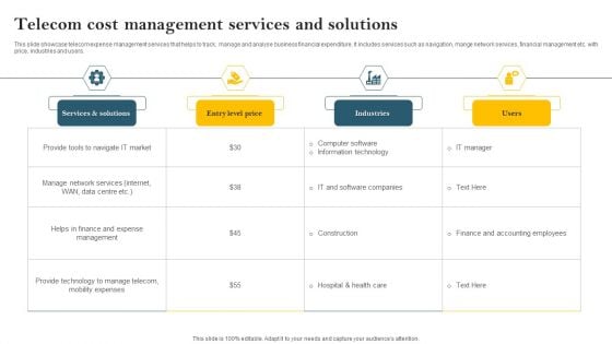 Telecom Cost Management Services And Solutions Formats PDF