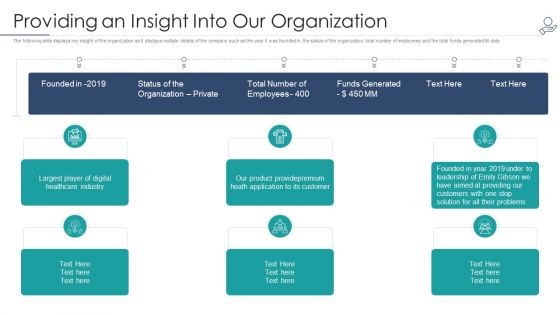 Telehealth Venture Capitalist Funding Elevator Providing An Insight Into Our Organization Brochure PDF