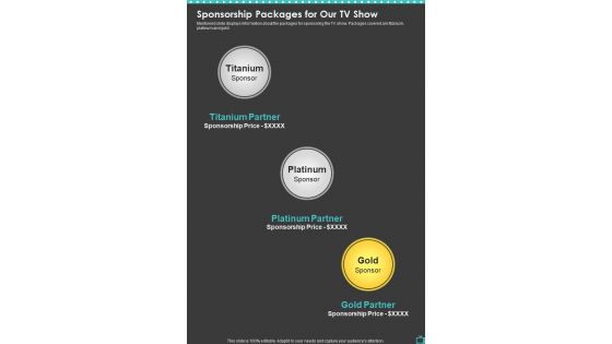 Television Program Sponsorship Proposal Sponsorship Packages One Pager Sample Example Document Television Program Sponsorship Proposal Sponsorship Packages One Pager Sample Example Document