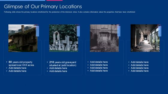 Television Show Fundraising Pitch Deck Glimpse Of Our Primary Locations Guidelines PDF