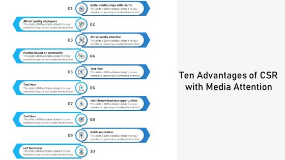 Ten Advantages Of CSR With Media Attention Ppt PowerPoint Presentation File Files PDF Ten Advantages Of CSR With Media Attention Ppt PowerPoint Presentation File Files PDF