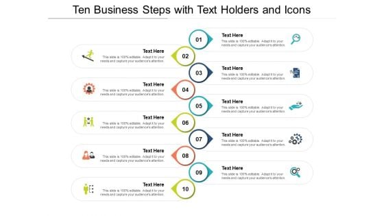 Ten Business Steps With Text Holders And Icons Ppt PowerPoint Presentation Infographics Example