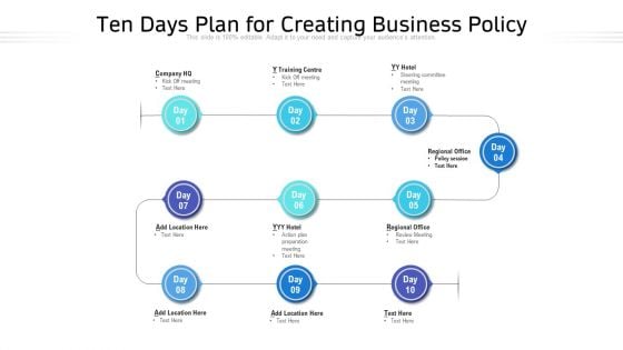 Ten Days Plan For Creating Business Policy Ppt PowerPoint Presentation Gallery Slide PDF