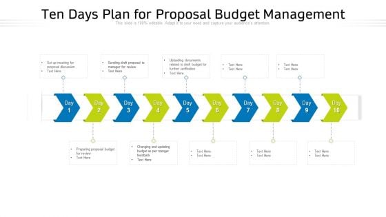 Ten Days Plan For Proposal Budget Management Ppt PowerPoint Presentation File Slides PDF