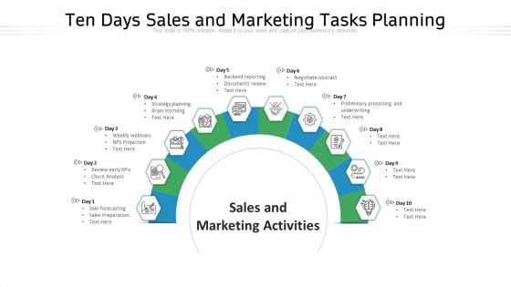 Ten Days Sales And Marketing Tasks Planning Ppt PowerPoint Presentation File Graphics Design PDF