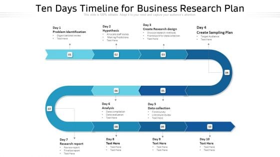 Ten Days Timeline For Business Research Plan Ppt PowerPoint Presentation Gallery Brochure PDF