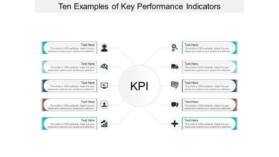 Ten Examples Of Key Performance Indicators Ppt Powerpoint Presentation Layouts Professional