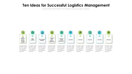 Ten Ideas For Successful Logistics Management Ppt PowerPoint Presentation Model Templates PDF