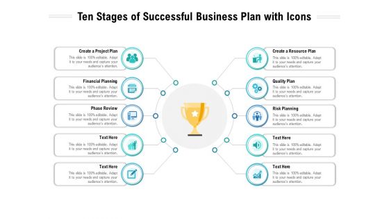 Ten Stages Of Successful Business Plan With Icons Ppt PowerPoint Presentation File Templates