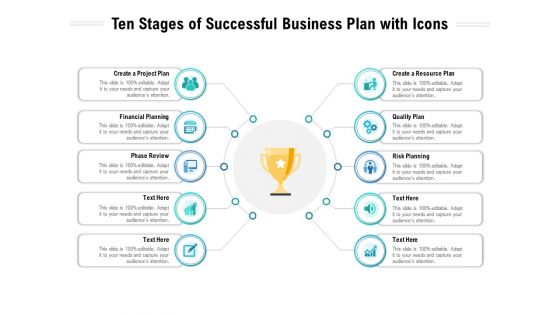 Ten Stages Of Successful Business Plan With Icons Ppt PowerPoint Presentation File Templates