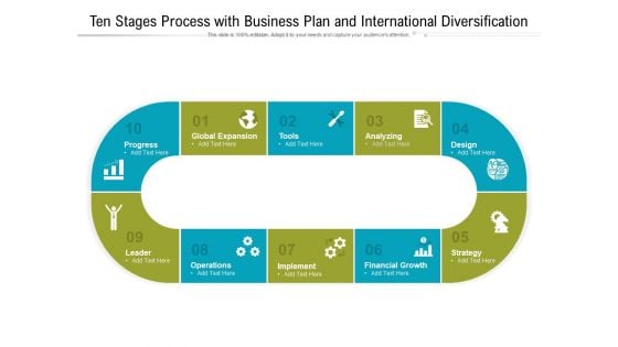 Ten Stages Process With Business Plan And International Diversification Ppt PowerPoint Presentation Infographics Slide PDF