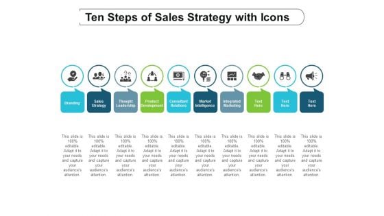 ten steps of sales strategy with icons ppt powerpoint presentation gallery slideshow