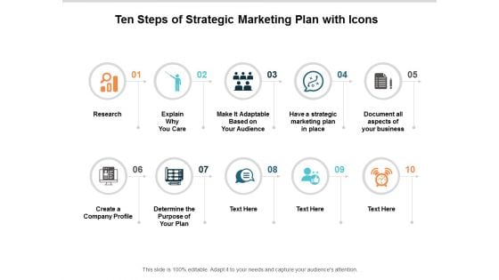 ten steps of strategic marketing plan with icons ppt powerpoint presentation model information