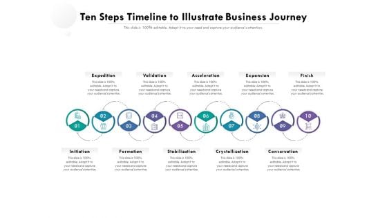 Ten Steps Timeline To Illustrate Business Journey Ppt PowerPoint Presentation File Example PDF