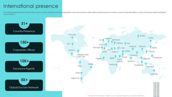 Term Life And General Insurance Company Profile International Presence Mockup PDF