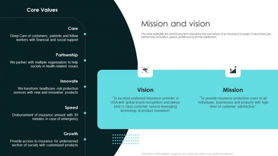 Term Life And General Insurance Company Profile Mission And Vision Slides PDF