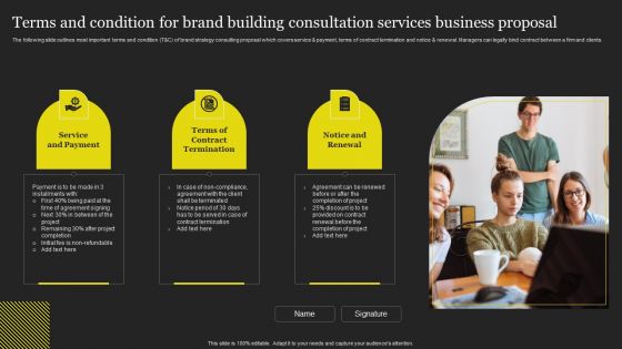 Terms And Condition For Brand Building Consultation Services Business Proposal Introduction PDF