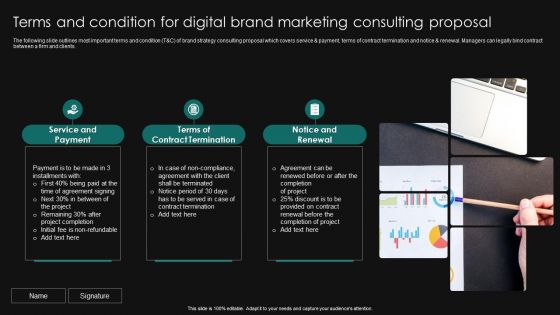 Terms And Condition For Digital Brand Marketing Consulting Proposal Brochure PDF