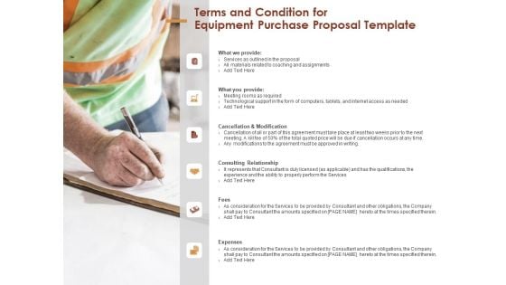 Terms And Condition For Equipment Purchase Proposal Template Ppt Show Background PDF