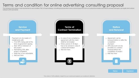 Terms And Condition For Online Advertising Consulting Proposal Pictures PDF