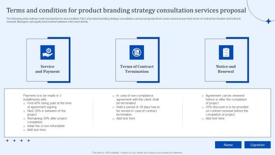 Terms And Condition For Product Branding Strategy Consultation Services Proposal Background PDF