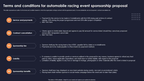 Terms And Conditions For Automobile Racing Event Sponsorship Proposal Professional PDF