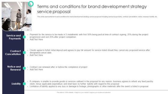 Terms And Conditions For Brand Development Strategy Service Proposal Guidelines PDF