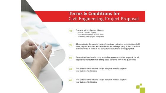 Terms And Conditions For Civil Engineering Project Proposal Ppt Infographic Template Portrait PDF