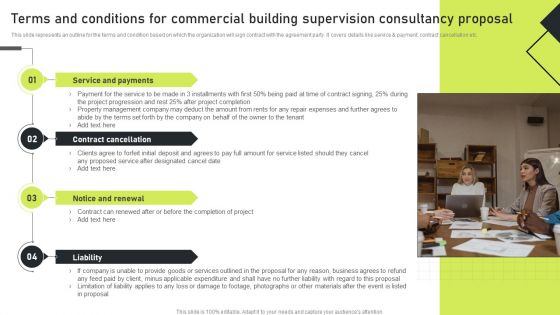 Terms And Conditions For Commercial Building Supervision Consultancy Proposal Clipart PDF