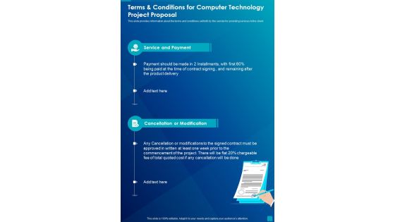 Terms And Conditions For Computer Technology Project Proposal One Pager Sample Example Document Terms And Conditions For Computer Technology Project Proposal One Pager Sample Example Document