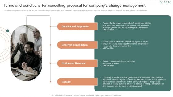 Terms And Conditions For Consulting Proposal For Companys Change Management Elements PDF