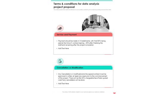 Terms And Conditions For Data Analysis Project Proposal One Pager Sample Example Document