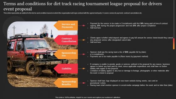 Terms And Conditions For Dirt Track Racing Tournament League Proposal For Drivers Event Proposal Icons PDF