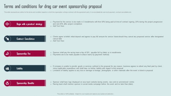 Terms And Conditions For Drag Car Event Sponsorship Proposal Microsoft PDF