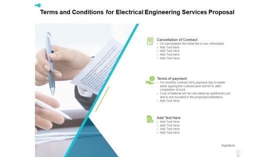 Terms And Conditions For Electrical Engineering Services Proposal Ppt Pictures Graphics Example PDF