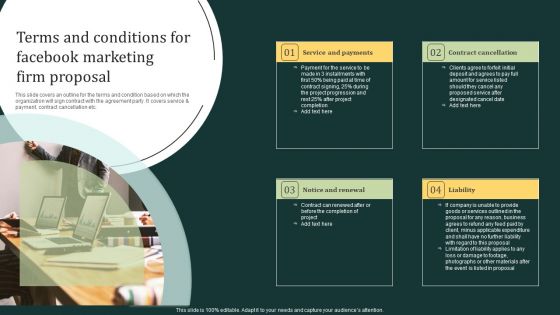 Terms And Conditions For Facebook Marketing Firm Proposal Ppt Ideas Icon PDF