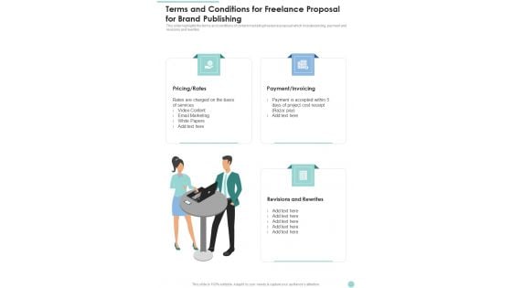 Terms And Conditions For Freelance Proposal For Brand Publishing One Pager Sample Example Document